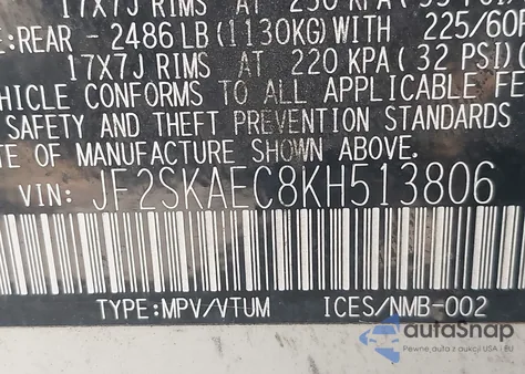 2019 Subaru Forester Premium from USA, damaged, VIN JF2SKAEC8KH513806